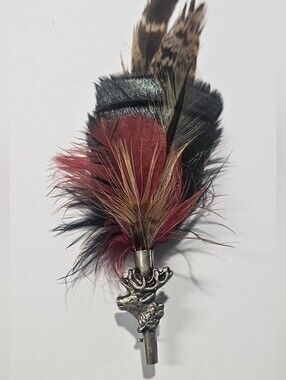Vintage Feather And Deer Lapel Alpine Hat Pin Or Brooch